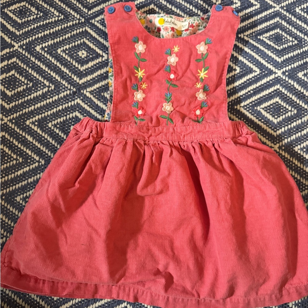 Boden Floral Embroidered Pink Kids Dress - Size 18-24M